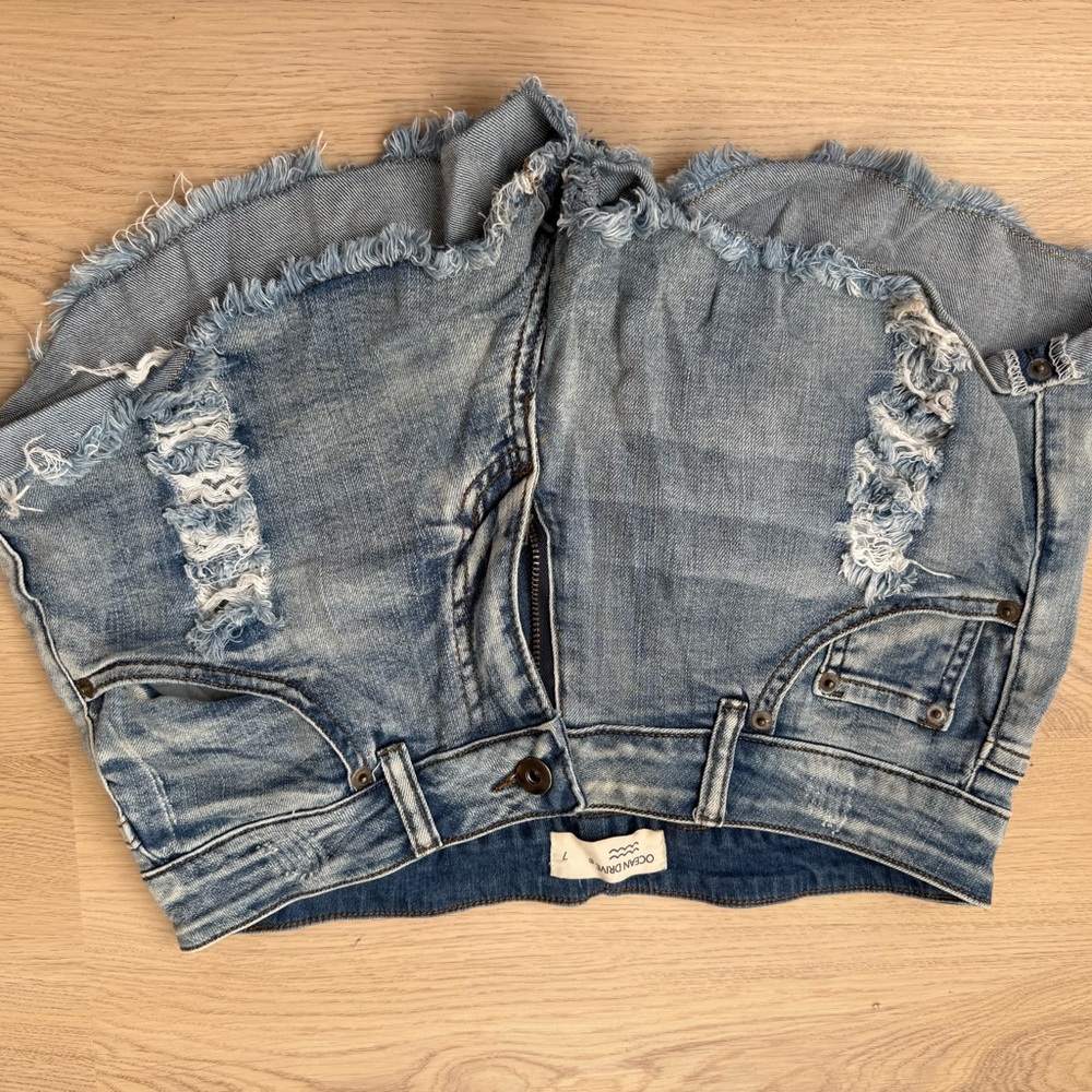 Ocean Drive Distressed Blue Jean Shorts